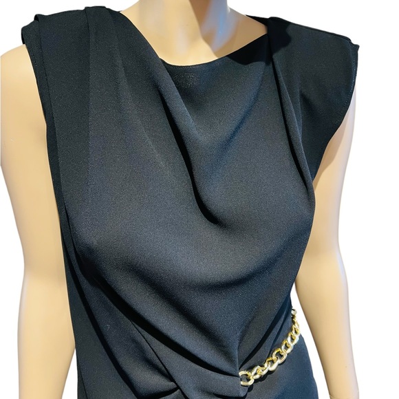 The Kooples Black Dress Sleeveless Wrap with a Gold Chain Size M 100% polyester - Picture 10 of 16